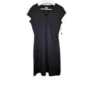 Athleta Ruched Black Short Sleeve Nectar Dress Faux Wrap Athletic Women's XL